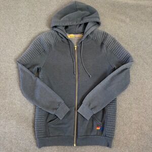 Aviator Nation Zip Hoodie Mens Small Gray Good Moto Quilted Shoulder RN128549